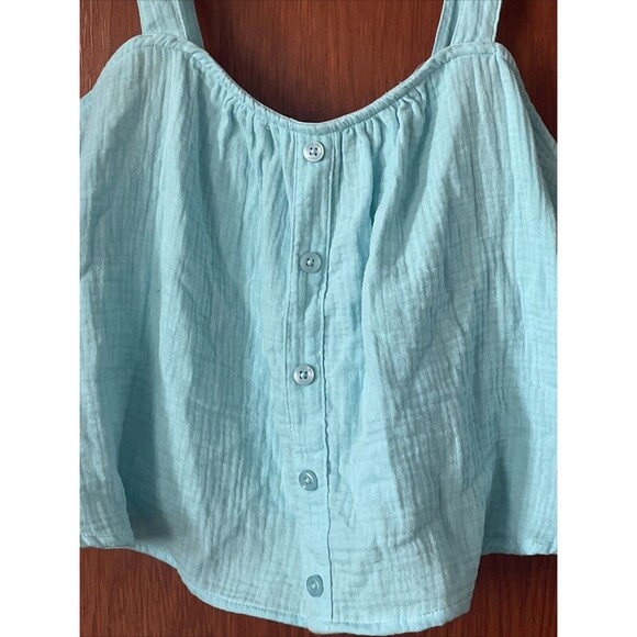 Colsie Women's Blue Textured Cotton Button Front Flowy Tank Top Size M NWT - Picture 2 of 7